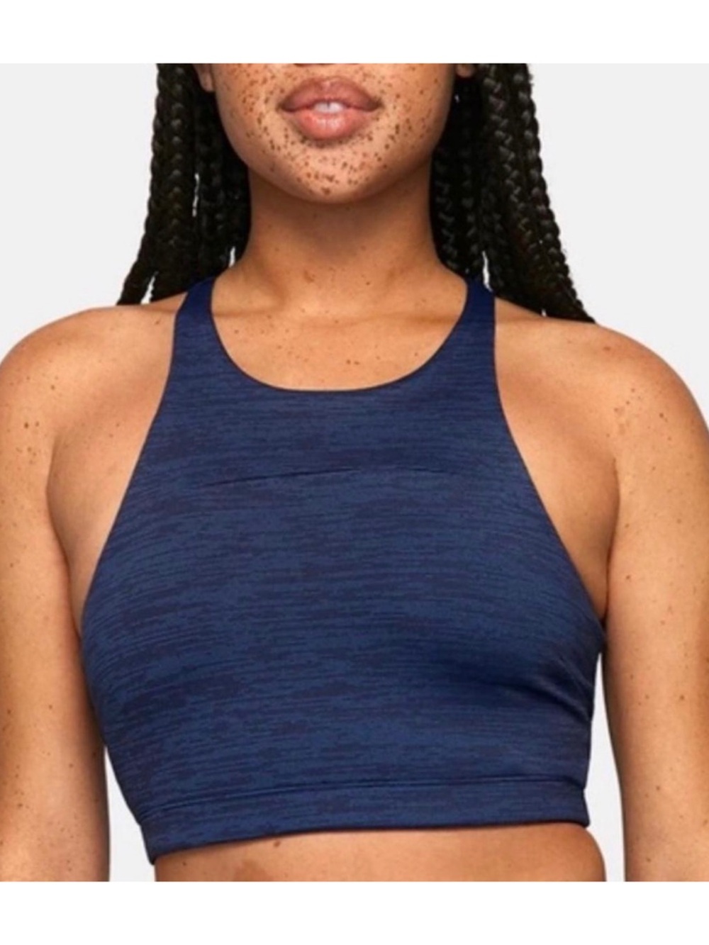 Outdoor Voices TechSweat Move Free High Neck Crop Top (Navy - Extra Small)